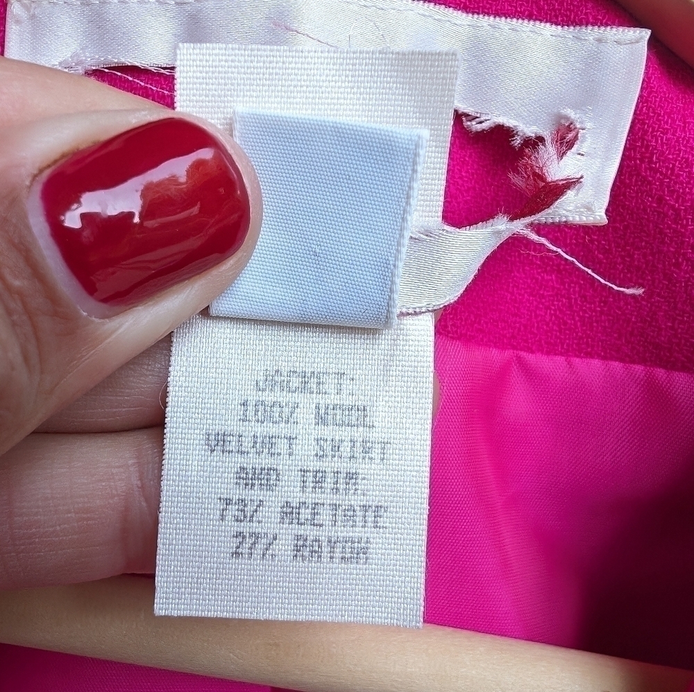 Vintage Union Made Label Barbiecore Magenta Pink Velvet Trim Rhinestone Blazer 6 - Picture 7 of 10